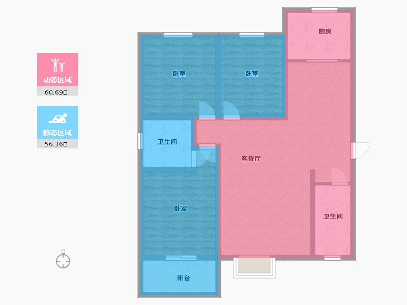 陕西省-西安市-华府御园-104.62-户型库-动静分区