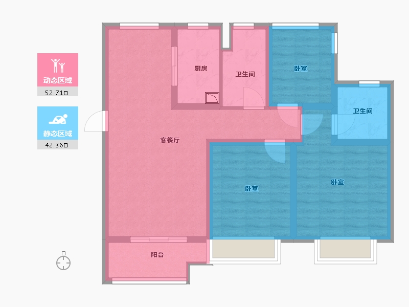 江苏省-无锡市-中海凤凰熙岸住宅-84.00-户型库-动静分区