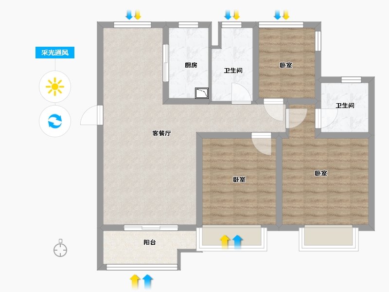 江苏省-无锡市-中海凤凰熙岸住宅-84.00-户型库-采光通风