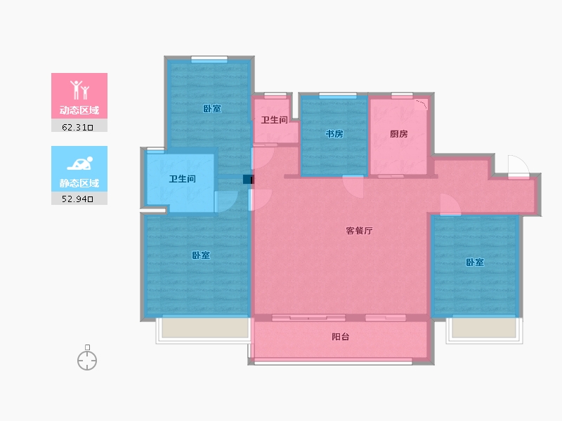 江苏省-无锡市-中海凤凰熙岸住宅-103.99-户型库-动静分区