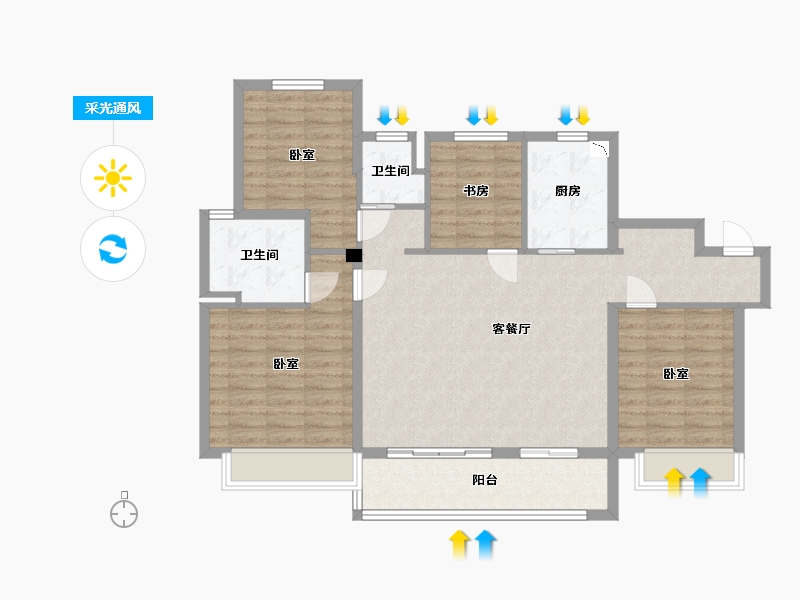 江苏省-无锡市-中海凤凰熙岸住宅-103.99-户型库-采光通风