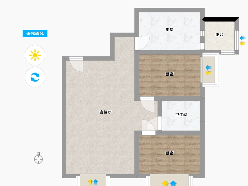 河北省-唐山市-唐山恒大华府-62.26-户型库-采光通风