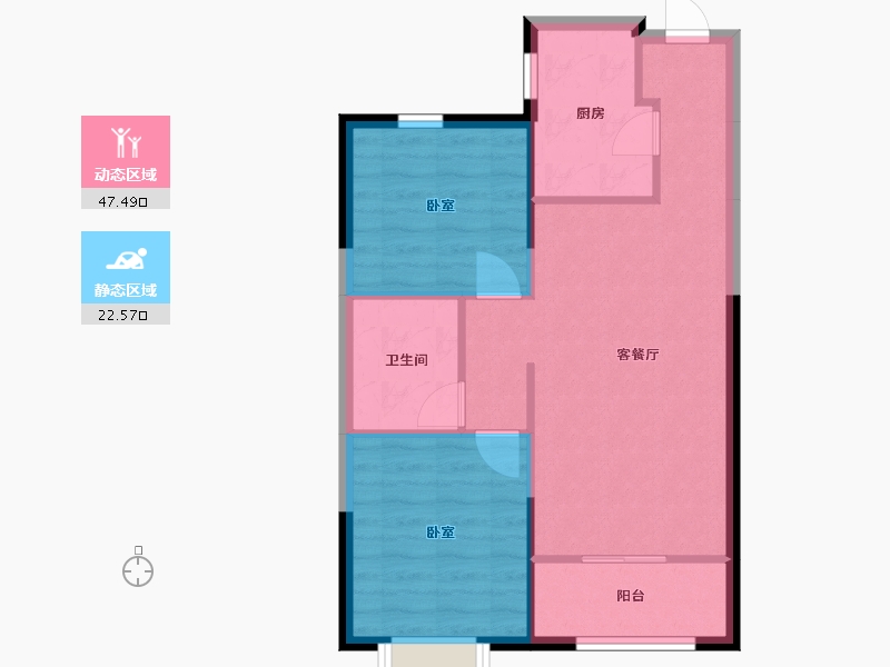 内蒙古自治区-包头市-富力尚悦居-63.57-户型库-动静分区