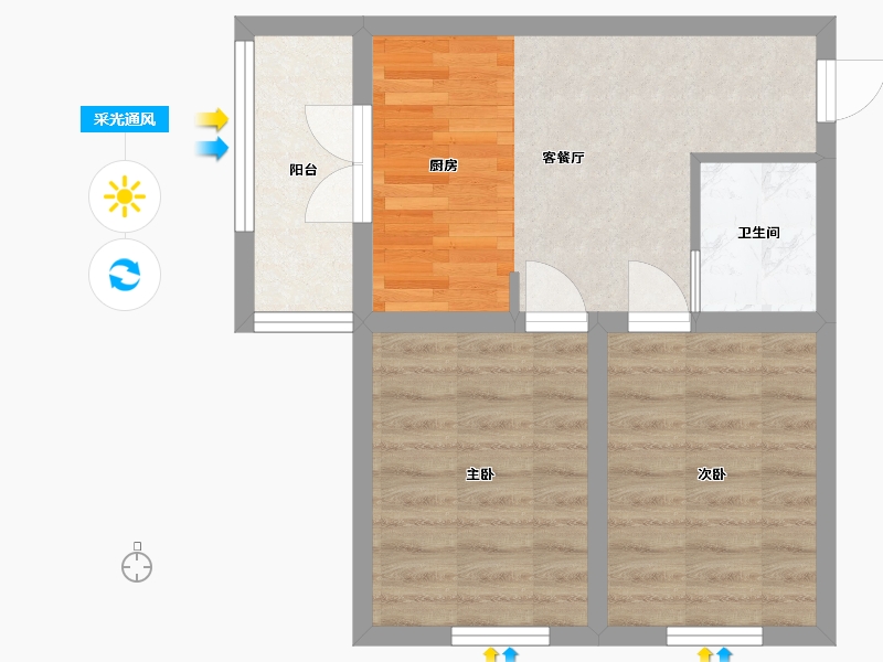 黑龙江省-哈尔滨市-海富御景（臻园）-45.38-户型库-采光通风