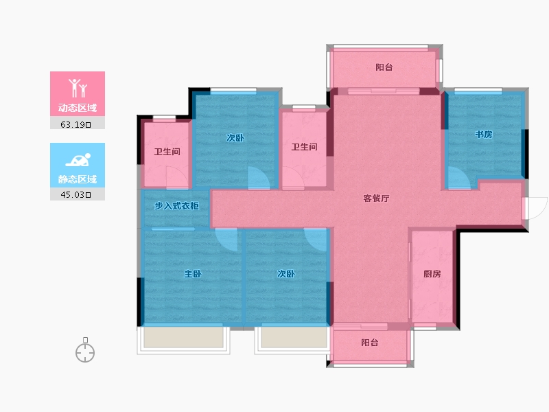 广西壮族自治区-梧州市-中梁西江首府-96.54-户型库-动静分区