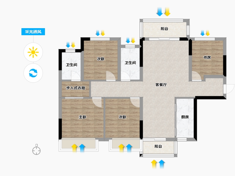 广西壮族自治区-梧州市-中梁西江首府-96.54-户型库-采光通风