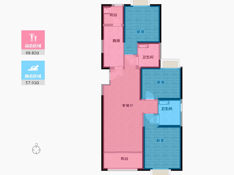 陕西省-西安市-咸阳恒大帝景-111.61-户型库-动静分区