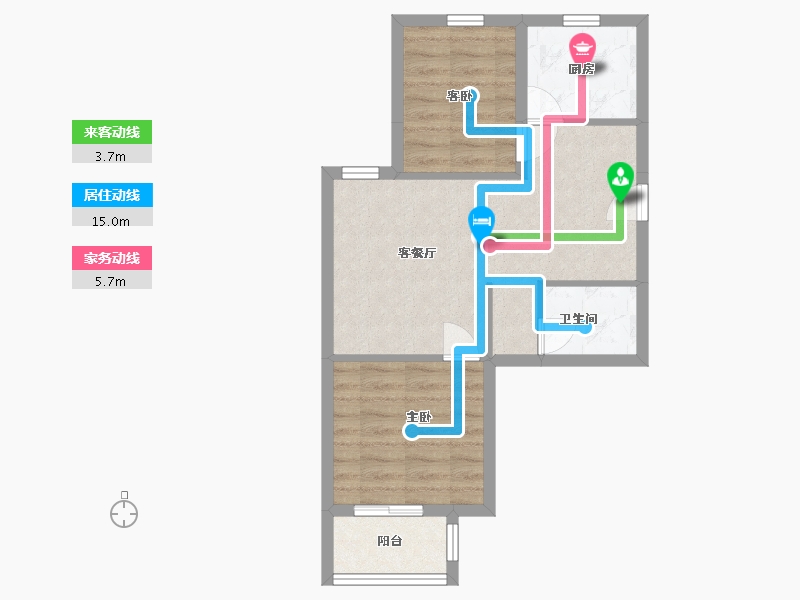 辽宁省-辽阳市-辽阳鑫德雅居-54.07-户型库-动静线