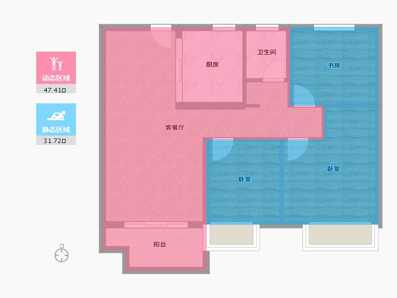 江苏省-南京市-保利观棠和府-71.00-户型库-动静分区