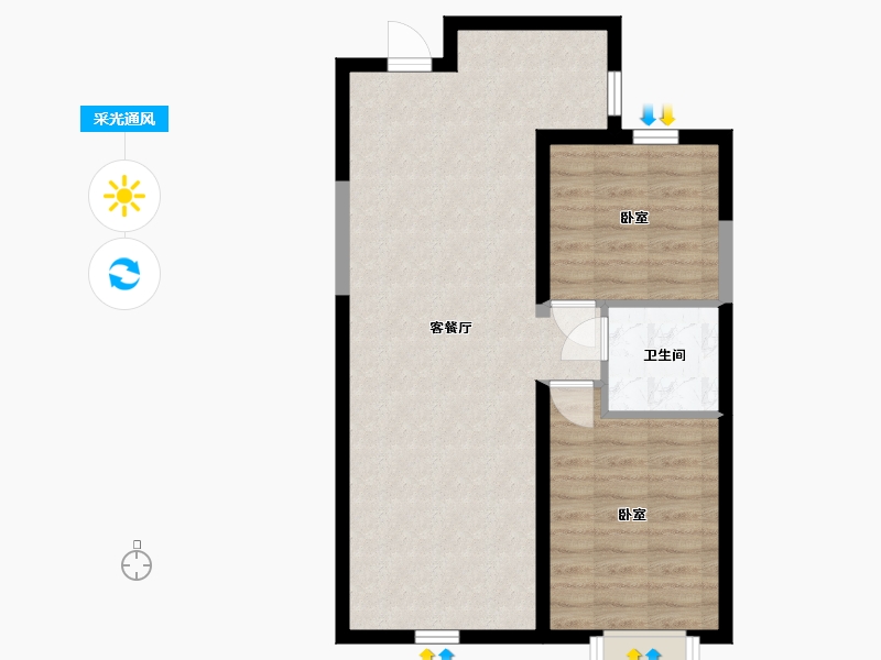 内蒙古自治区-包头市-万科公园五号-63.81-户型库-采光通风