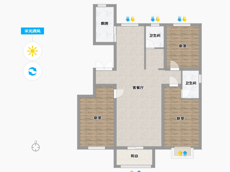 河北省-邢台市-沙河天一和院-108.00-户型库-采光通风