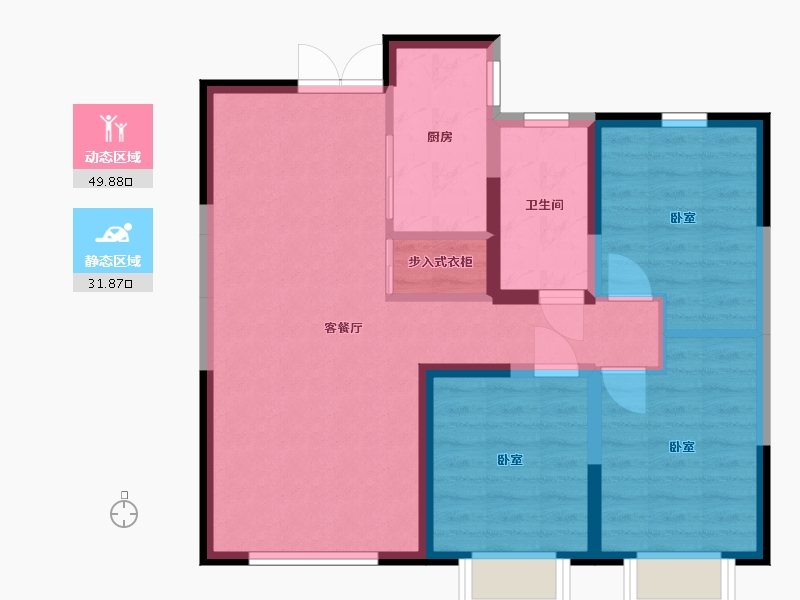 内蒙古自治区-包头市-方兴·凤凰台-72.88-户型库-动静分区