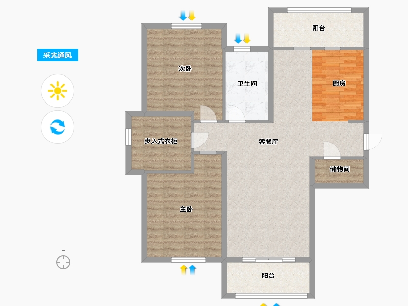 黑龙江省-哈尔滨市-玫瑰湾三期-106.50-户型库-采光通风