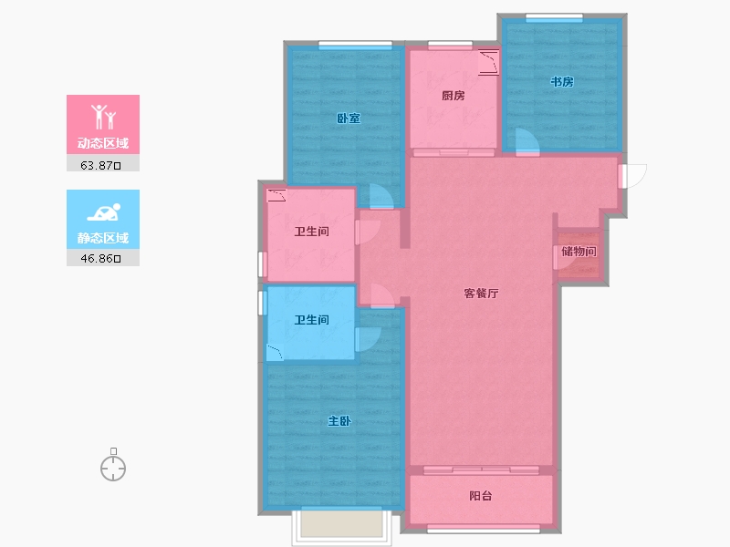 陕西省-西安市-融创东方宸院-99.00-户型库-动静分区