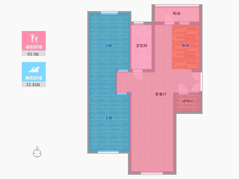 黑龙江省-哈尔滨市-玫瑰湾三期-86.03-户型库-动静分区