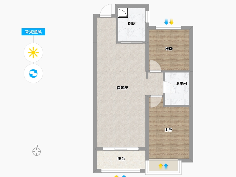 黑龙江省-哈尔滨市-南益·松江春晓-59.75-户型库-采光通风