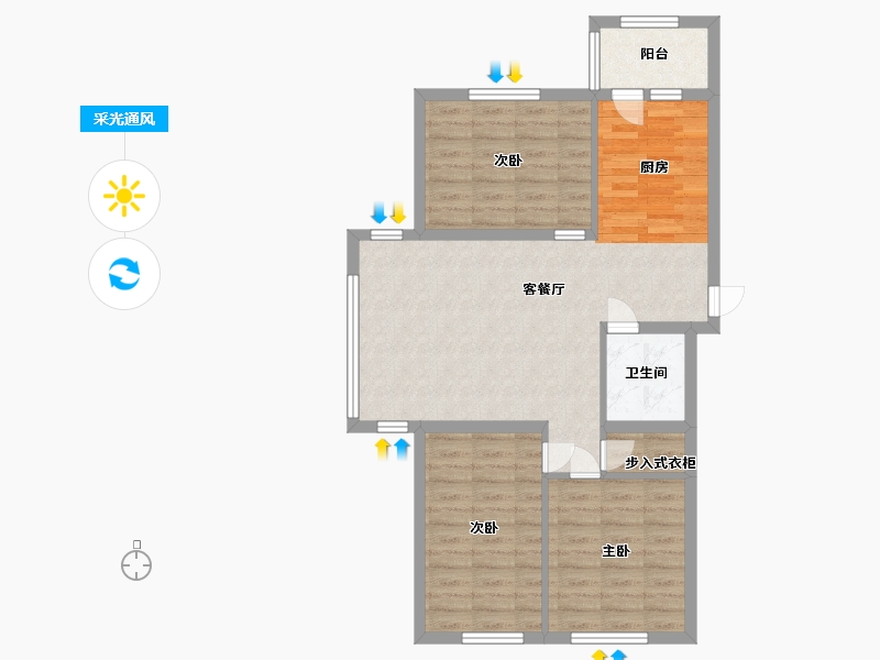 黑龙江省-哈尔滨市-海富御景（臻园）-80.60-户型库-采光通风