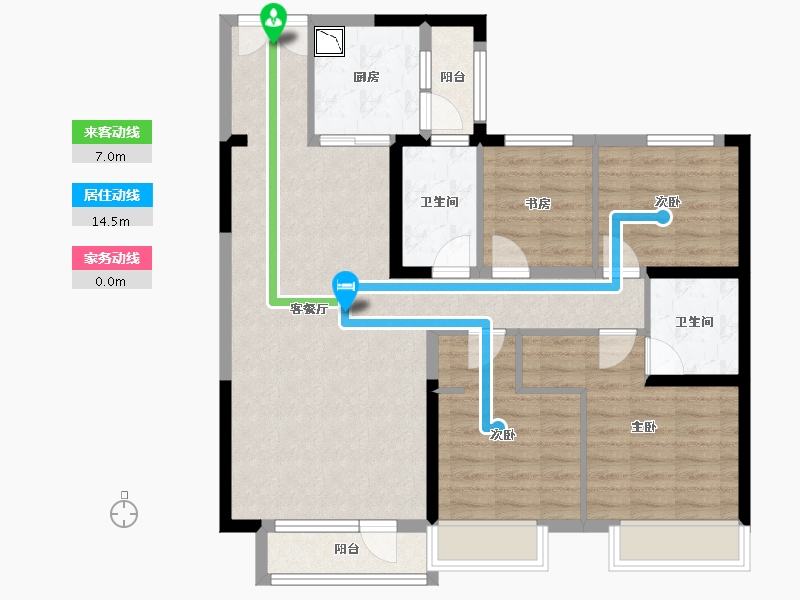 黑龙江省-哈尔滨市-碧桂园·华美天樾-95.74-户型库-动静线