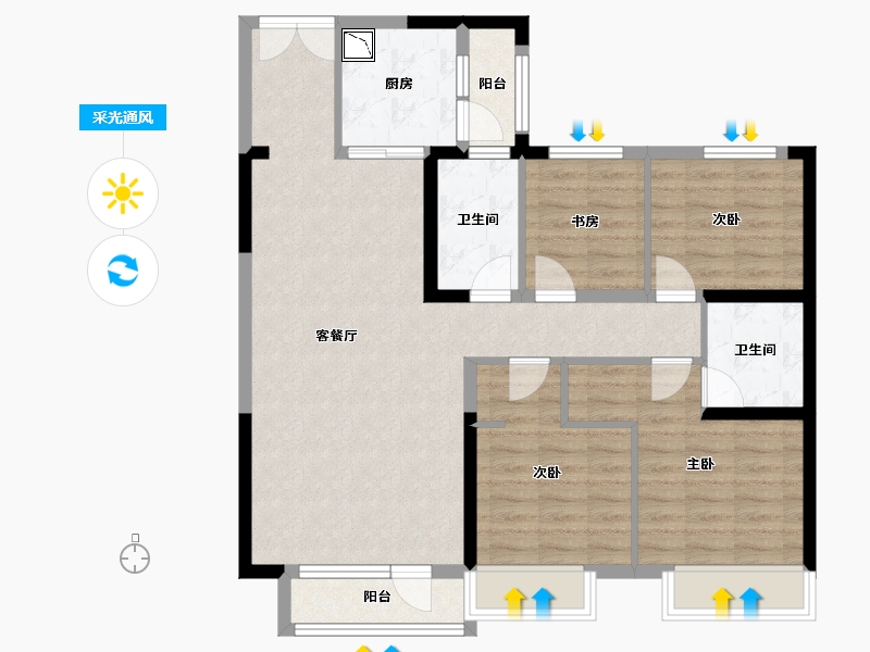 黑龙江省-哈尔滨市-碧桂园·华美天樾-95.74-户型库-采光通风