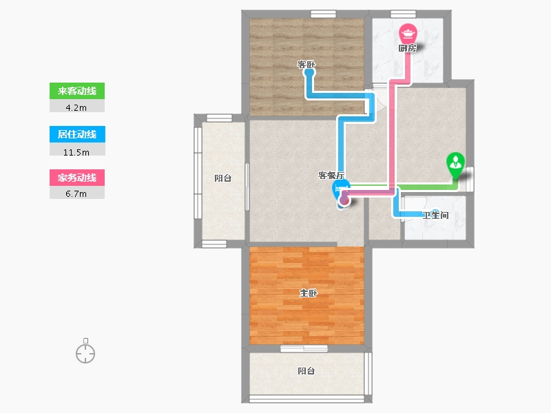 辽宁省-辽阳市-辽阳鑫德雅居-67.98-户型库-动静线