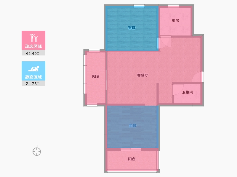 辽宁省-辽阳市-辽阳鑫德雅居-67.98-户型库-动静分区