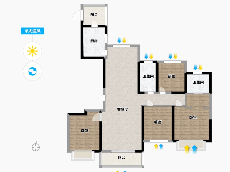 江苏省-南京市-铂悦秦淮-114.00-户型库-采光通风