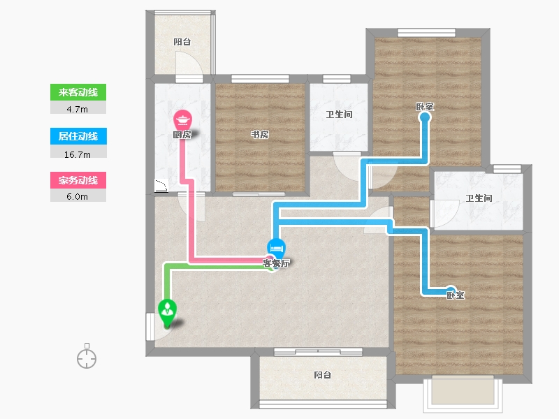 陕西省-西安市-龙腾万都汇-89.28-户型库-动静线