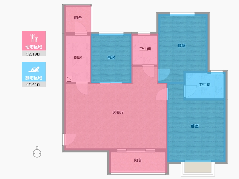 陕西省-西安市-龙腾万都汇-89.28-户型库-动静分区