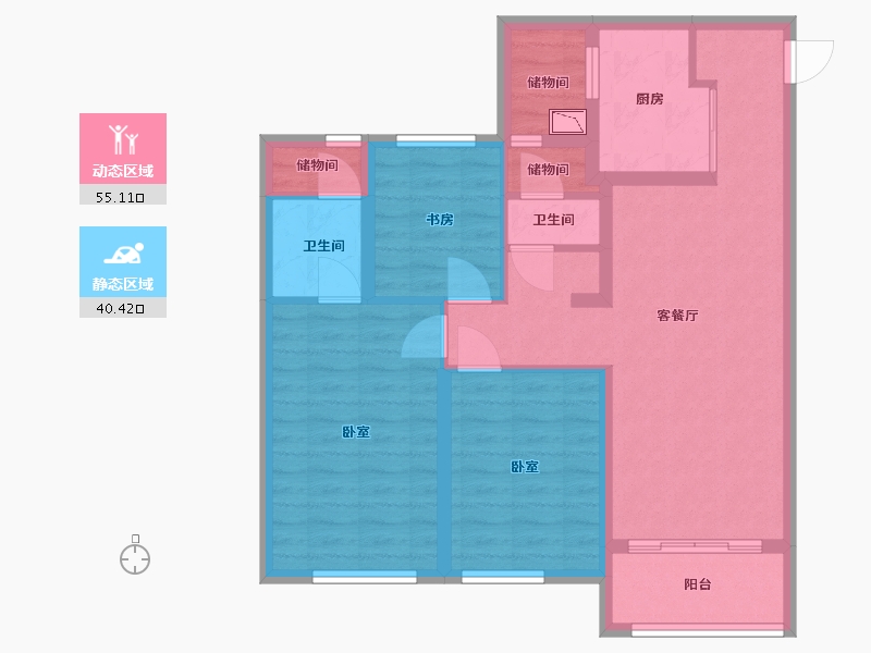 陕西省-西安市-中南君启三期-84.00-户型库-动静分区