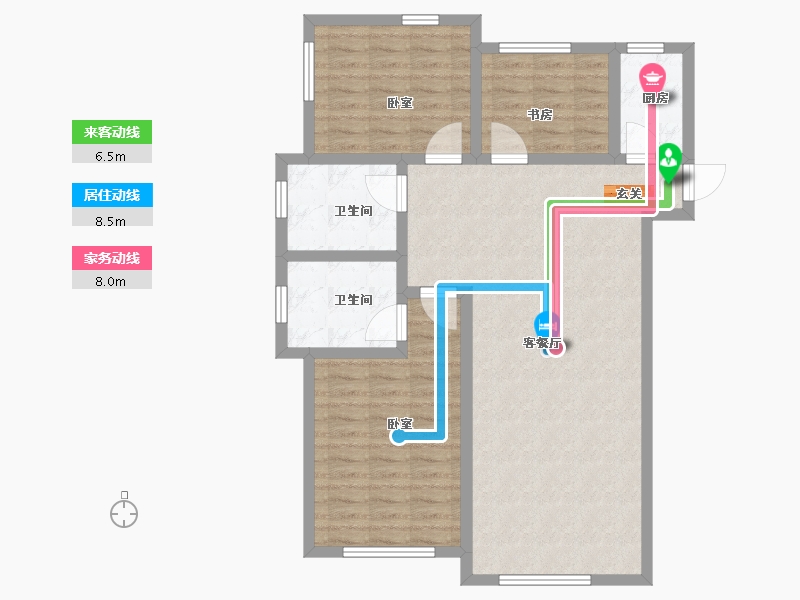 辽宁省-葫芦岛市-乾瑞·嘉山墅 │天悦-95.32-户型库-动静线