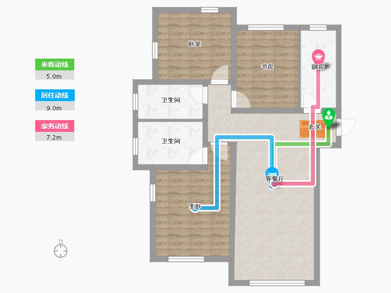 辽宁省-葫芦岛市-乾瑞·嘉山墅 │天悦-84.58-户型库-动静线