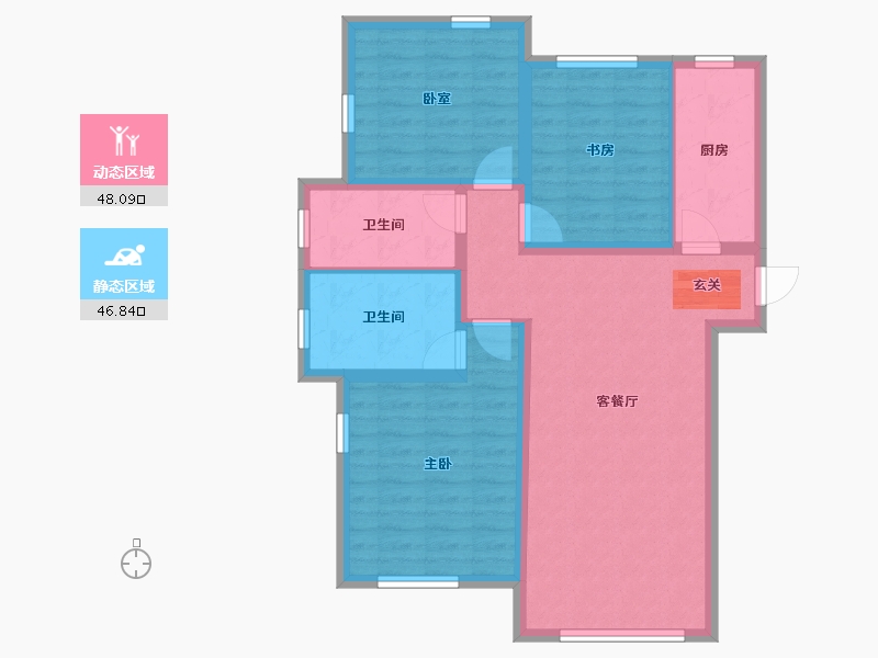 辽宁省-葫芦岛市-乾瑞·嘉山墅 │天悦-84.58-户型库-动静分区