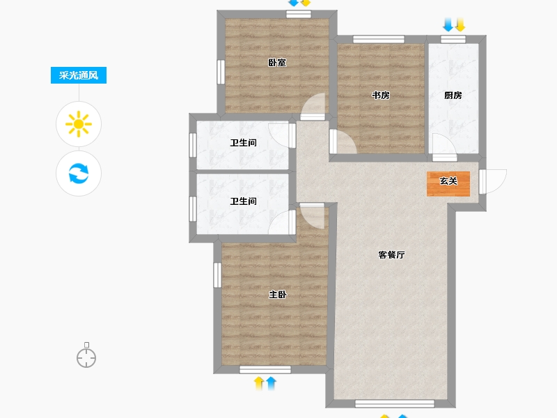 辽宁省-葫芦岛市-乾瑞·嘉山墅 │天悦-84.58-户型库-采光通风