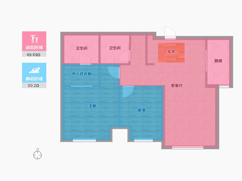 辽宁省-葫芦岛市-乾瑞·嘉山墅 │天悦-72.03-户型库-动静分区