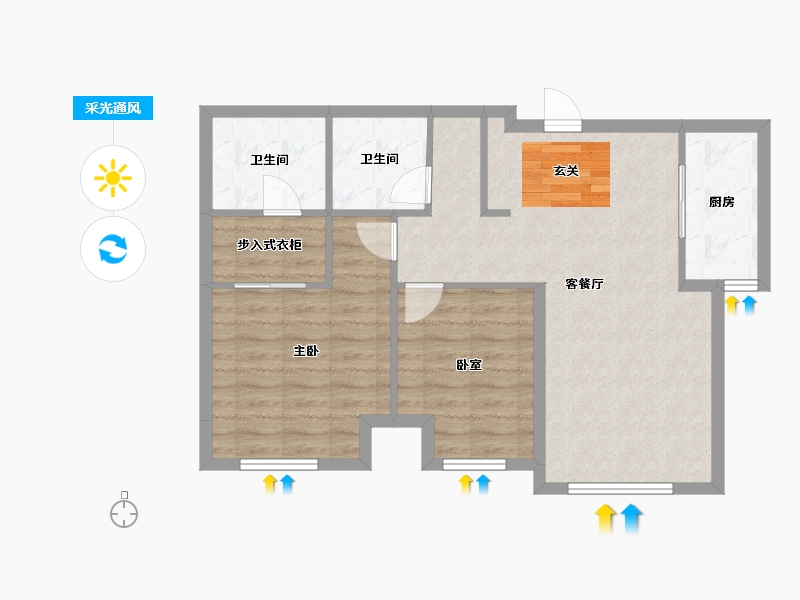 辽宁省-葫芦岛市-乾瑞·嘉山墅 │天悦-72.03-户型库-采光通风