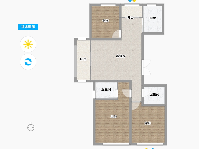 黑龙江省-牡丹江市-城市假日花园-104.00-户型库-采光通风