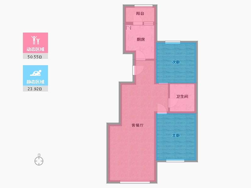 黑龙江省-哈尔滨市-汇龙十九街区-66.00-户型库-动静分区