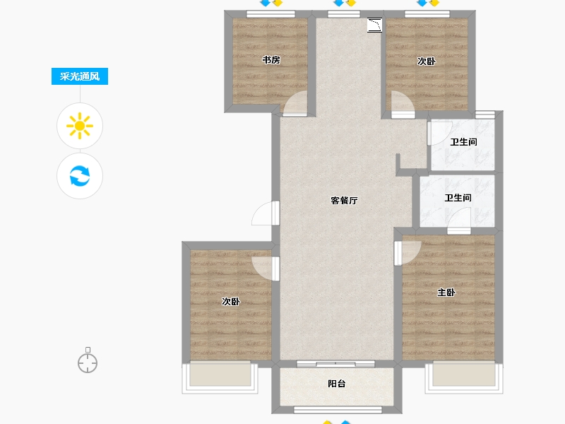 黑龙江省-哈尔滨市-保利·明玥时光-91.21-户型库-采光通风