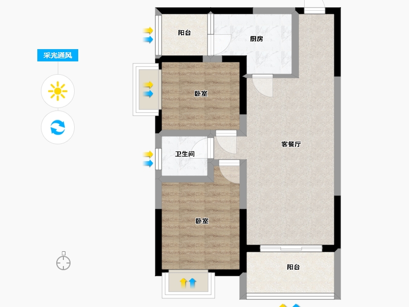 云南省-西双版纳傣族自治州-港湾新城-61.45-户型库-采光通风