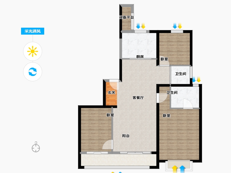 陕西省-西安市-西安碧桂园云顶-114.00-户型库-采光通风