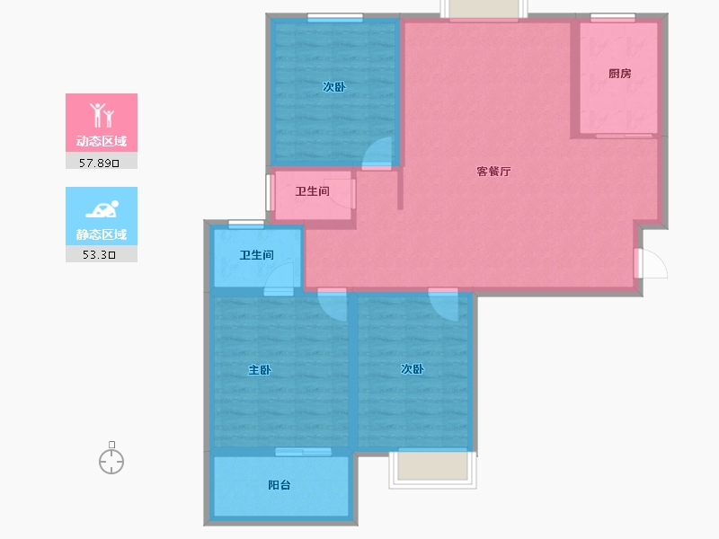 陕西省-西安市-荣城府邸-99.80-户型库-动静分区