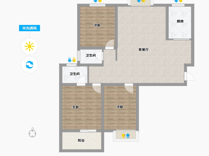 陕西省-西安市-荣城府邸-99.80-户型库-采光通风