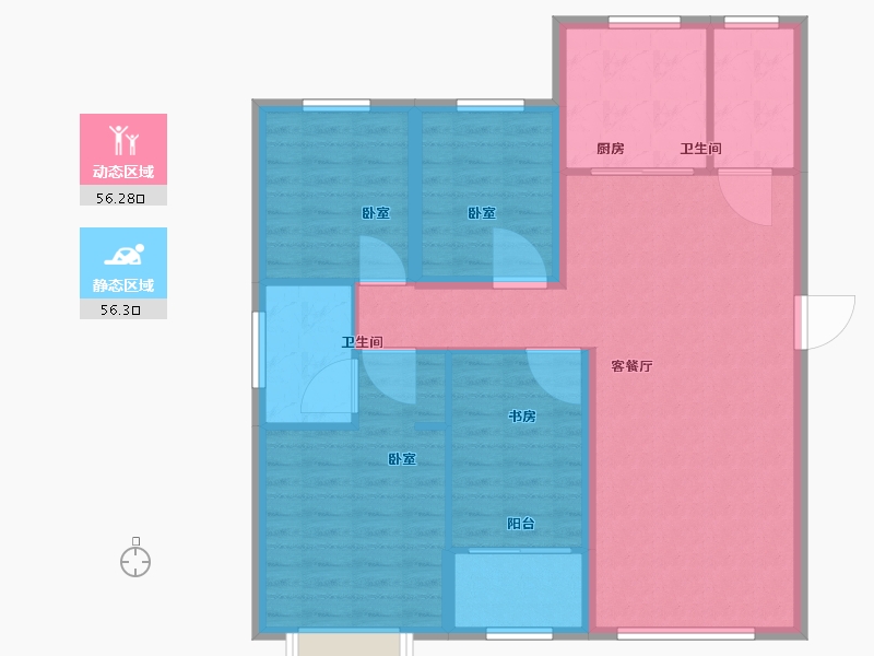 陕西省-西安市-西安阳光100阿尔勒-102.01-户型库-动静分区