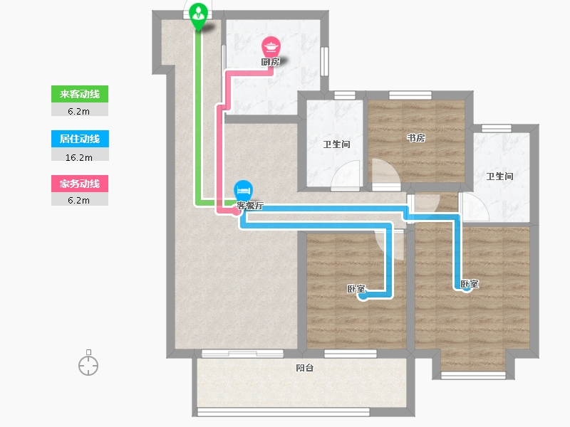 江苏省-南京市-佳源玖棠府-90.00-户型库-动静线