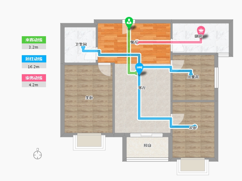 陕西省-西安市-渭南万科城-72.00-户型库-动静线