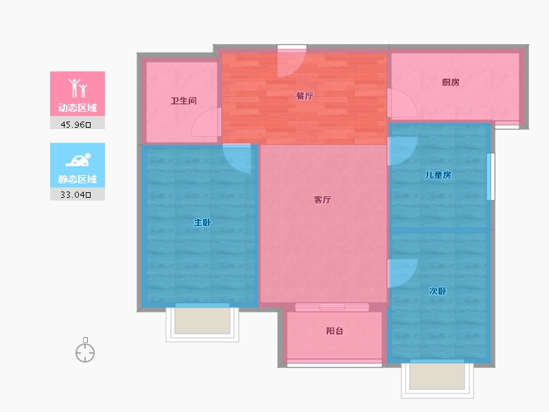 陕西省-西安市-渭南万科城-72.00-户型库-动静分区