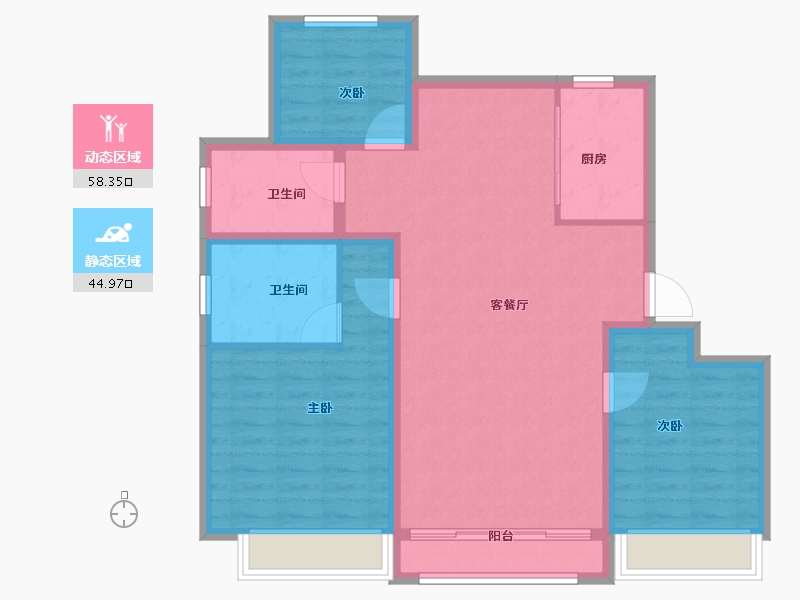 黑龙江省-牡丹江市-融创·冰雪影都-93.00-户型库-动静分区