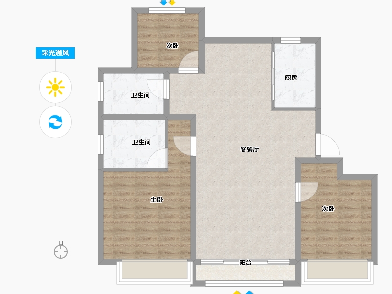 黑龙江省-牡丹江市-融创·冰雪影都-93.00-户型库-采光通风