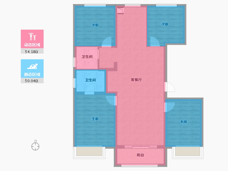 黑龙江省-哈尔滨市-保利·明玥时光-93.27-户型库-动静分区