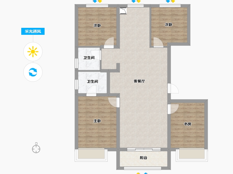 黑龙江省-哈尔滨市-保利·明玥时光-93.27-户型库-采光通风